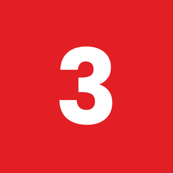 Number 3 on a red background