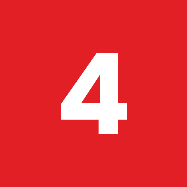 Number four on a red background