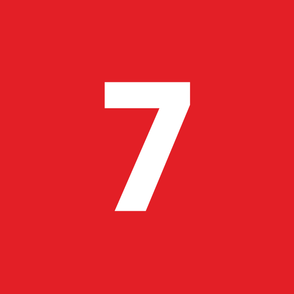 Number seven on a red background